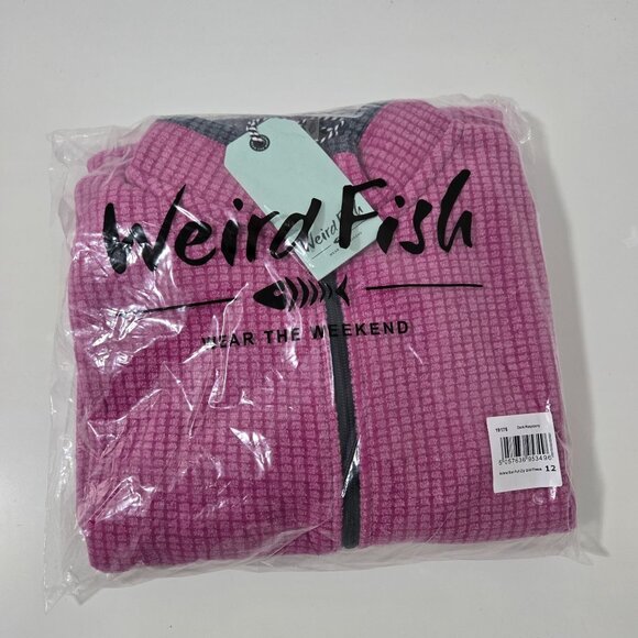 Weird Fish Women's Ariana Eco Full Zip Grid Fleece in Dark Raspberry - Size 12 - Picture 2 of 7